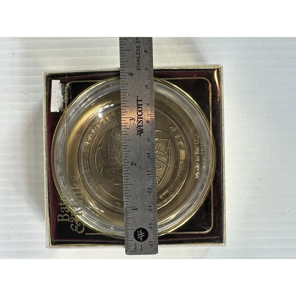 VTG BATES & KLINKE‎ Myles Standish Industrial Park Glass Brass Dish Original Box